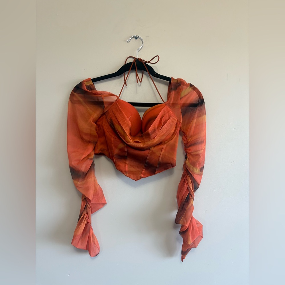 SHEIN Orange and Black Crop Top